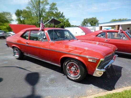 Red muscle car